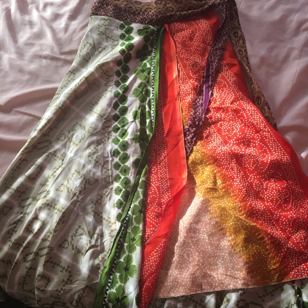 XS-XXL Vintage Long Boho Wrap-Skirt (Hand Sewn)